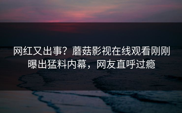 网红又出事？蘑菇影视在线观看刚刚曝出猛料内幕，网友直呼过瘾