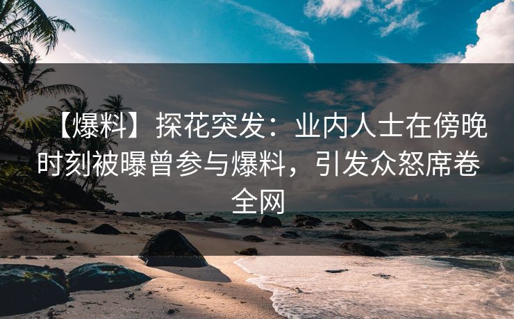【爆料】探花突发：业内人士在傍晚时刻被曝曾参与爆料，引发众怒席卷全网