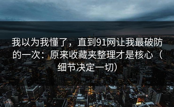 我以为我懂了，直到91网让我最破防的一次：原来收藏夹整理才是核心（细节决定一切）
