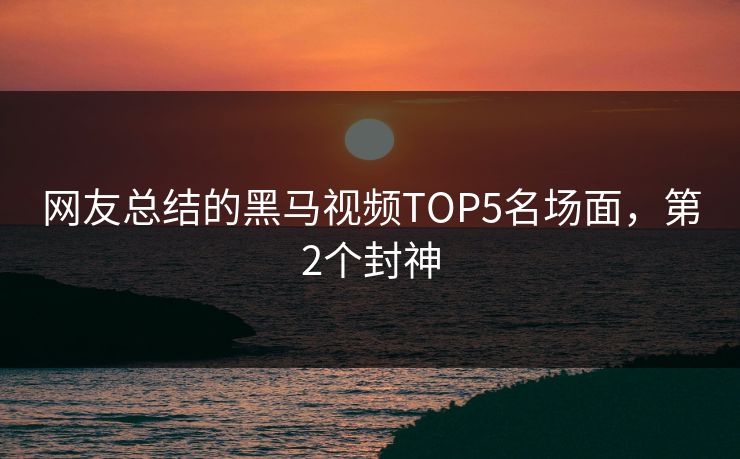 网友总结的黑马视频TOP5名场面，第2个封神