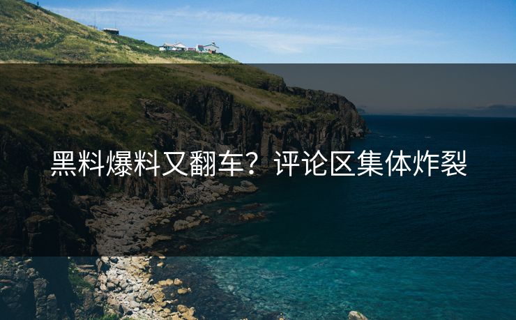 黑料爆料又翻车？评论区集体炸裂