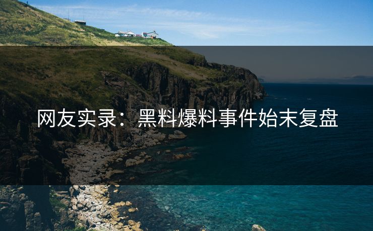 网友实录：黑料爆料事件始末复盘