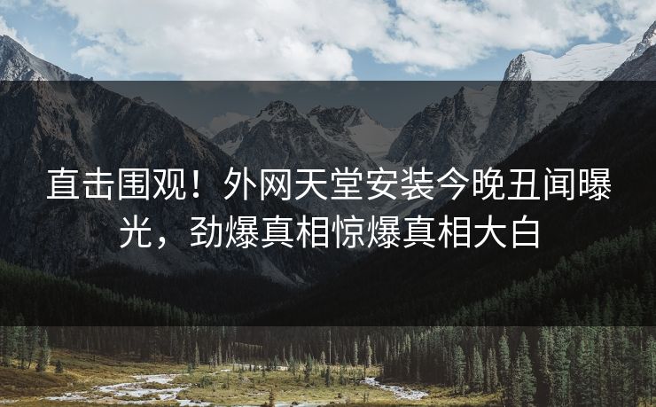 直击围观！外网天堂安装今晚丑闻曝光，劲爆真相惊爆真相大白