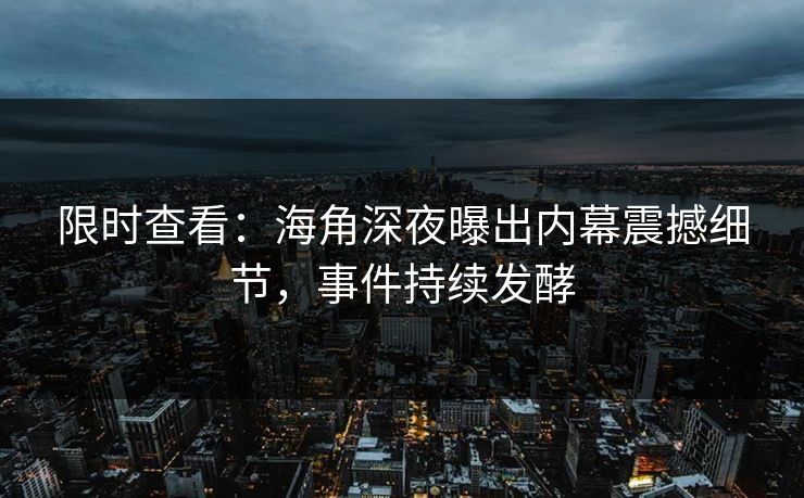 限时查看：海角深夜曝出内幕震撼细节，事件持续发酵