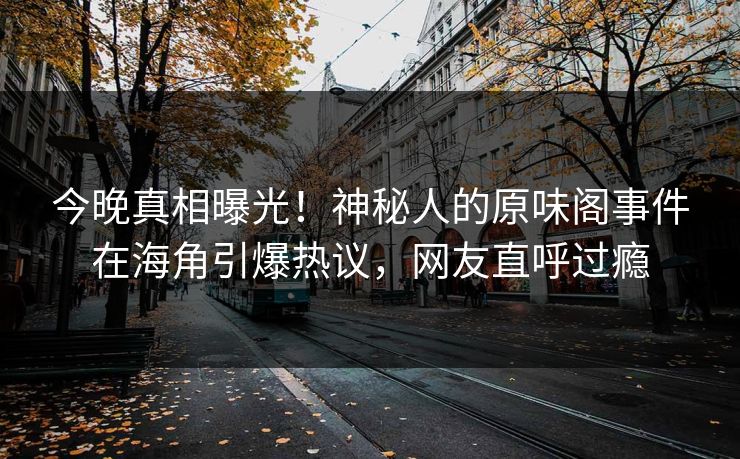 今晚真相曝光！神秘人的原味阁事件在海角引爆热议，网友直呼过瘾