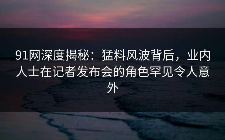 91网深度揭秘：猛料风波背后，业内人士在记者发布会的角色罕见令人意外