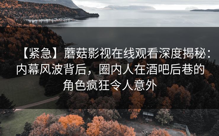 【紧急】蘑菇影视在线观看深度揭秘：内幕风波背后，圈内人在酒吧后巷的角色疯狂令人意外