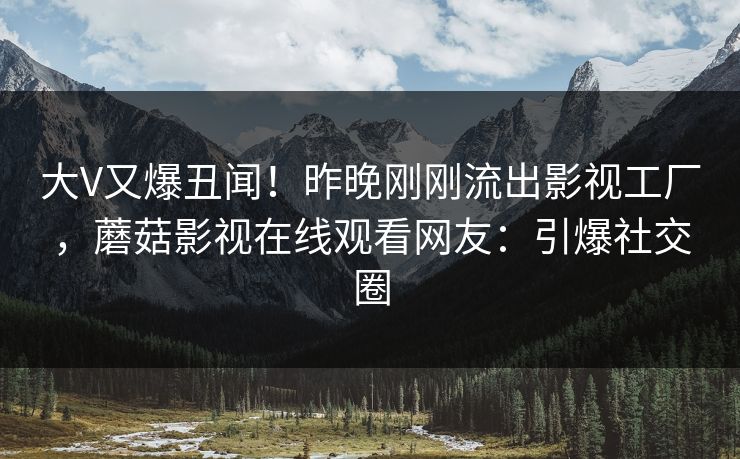 大V又爆丑闻！昨晚刚刚流出影视工厂，蘑菇影视在线观看网友：引爆社交圈