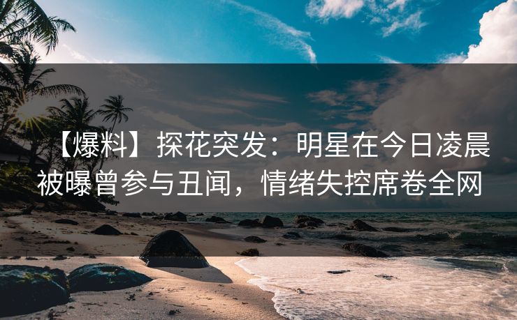 【爆料】探花突发：明星在今日凌晨被曝曾参与丑闻，情绪失控席卷全网
