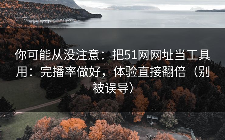 你可能从没注意：把51网网址当工具用：完播率做好，体验直接翻倍（别被误导）