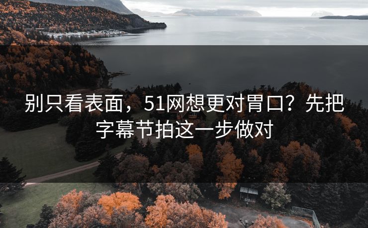 别只看表面，51网想更对胃口？先把字幕节拍这一步做对